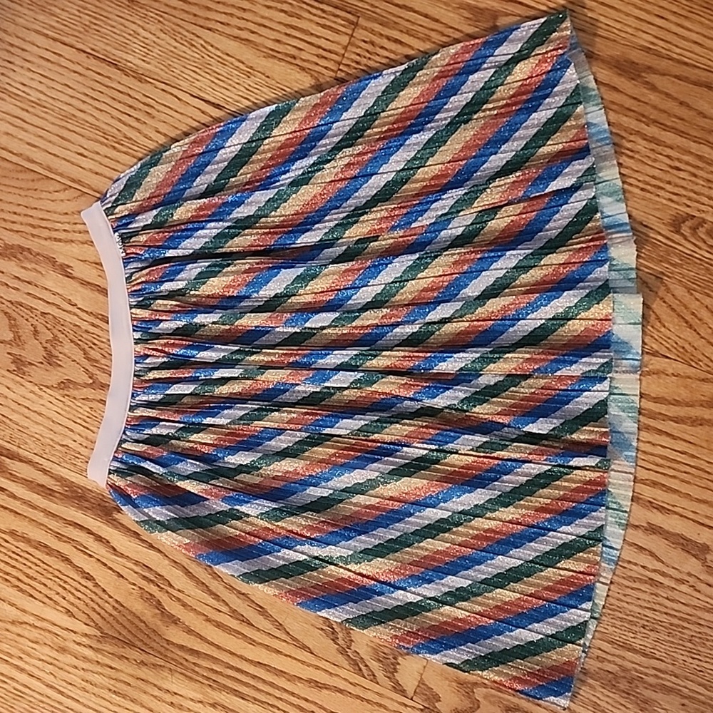 Molo Glittery Striped A-Line Pleated Skirt, Girls 5 - 6